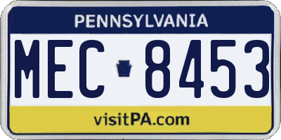PA license plate MEC8453