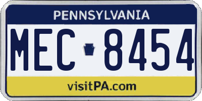 PA license plate MEC8454