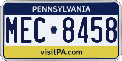 PA license plate MEC8458