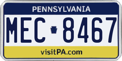 PA license plate MEC8467