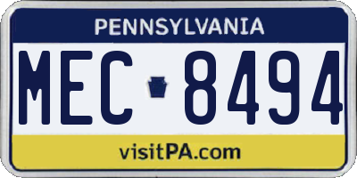 PA license plate MEC8494