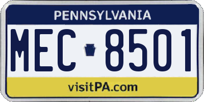 PA license plate MEC8501