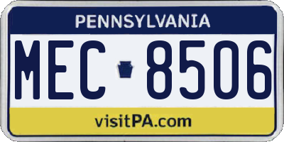 PA license plate MEC8506