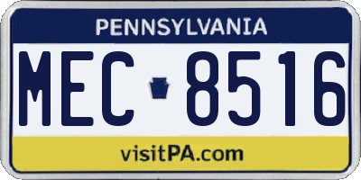 PA license plate MEC8516