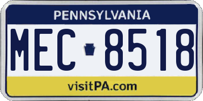 PA license plate MEC8518