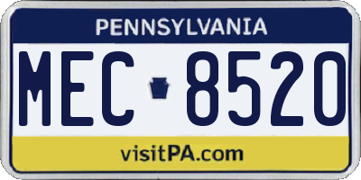 PA license plate MEC8520
