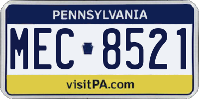 PA license plate MEC8521