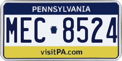 PA license plate MEC8524
