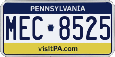 PA license plate MEC8525