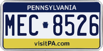PA license plate MEC8526