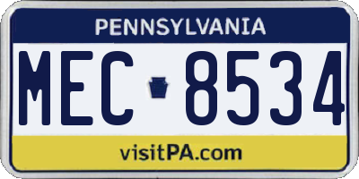 PA license plate MEC8534