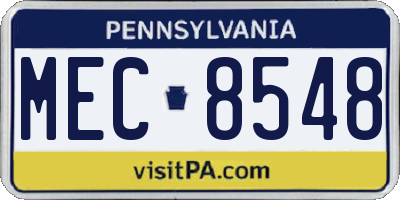 PA license plate MEC8548