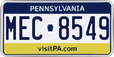 PA license plate MEC8549