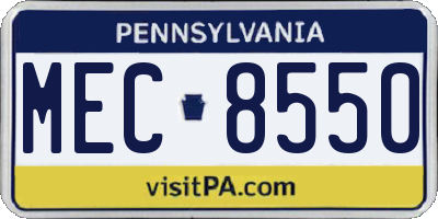 PA license plate MEC8550