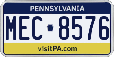 PA license plate MEC8576
