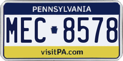 PA license plate MEC8578