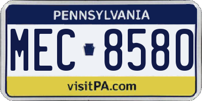 PA license plate MEC8580