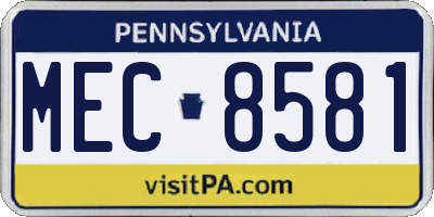 PA license plate MEC8581
