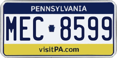 PA license plate MEC8599