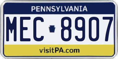 PA license plate MEC8907
