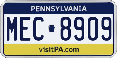PA license plate MEC8909
