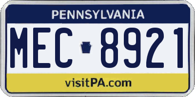 PA license plate MEC8921
