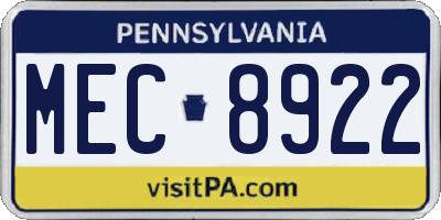 PA license plate MEC8922