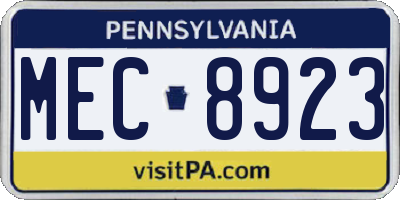 PA license plate MEC8923