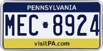 PA license plate MEC8924