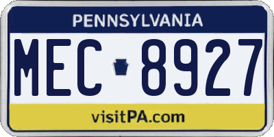 PA license plate MEC8927