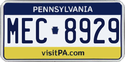 PA license plate MEC8929