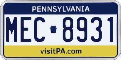 PA license plate MEC8931