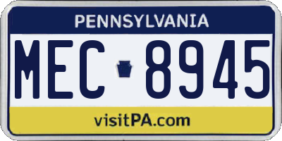 PA license plate MEC8945
