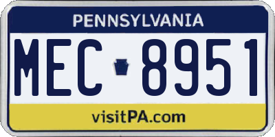 PA license plate MEC8951