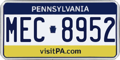 PA license plate MEC8952