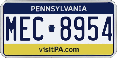 PA license plate MEC8954