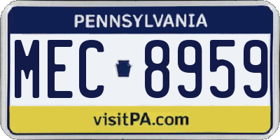 PA license plate MEC8959