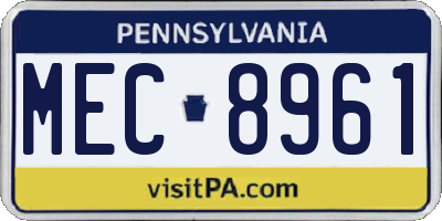 PA license plate MEC8961