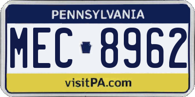 PA license plate MEC8962