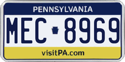 PA license plate MEC8969