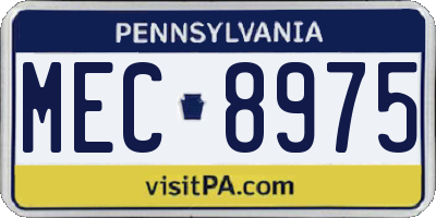 PA license plate MEC8975