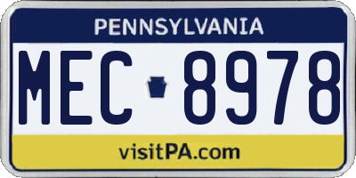 PA license plate MEC8978