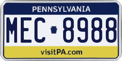 PA license plate MEC8988