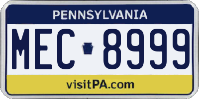 PA license plate MEC8999