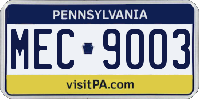 PA license plate MEC9003
