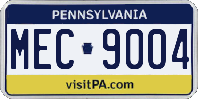 PA license plate MEC9004