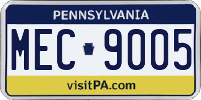 PA license plate MEC9005