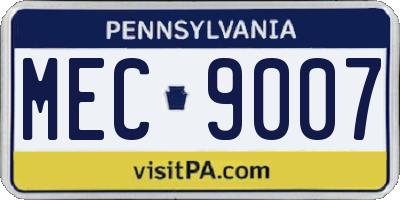 PA license plate MEC9007