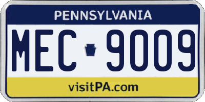 PA license plate MEC9009