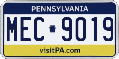 PA license plate MEC9019